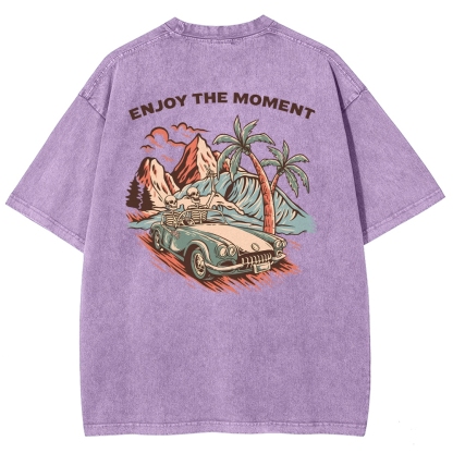 Washed T-Shirt | Adventure Journey Unisex Enjoy The Moment | TIDESENCE