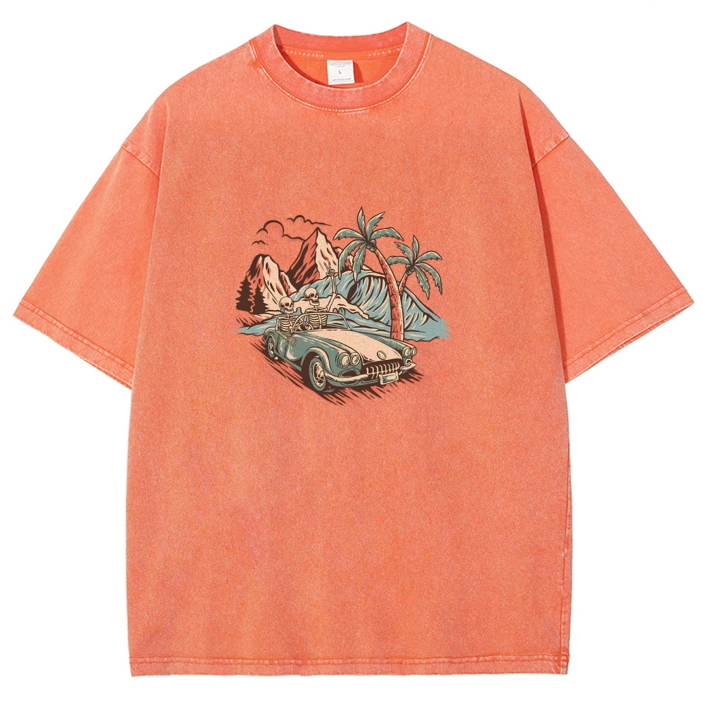 Washed T-Shirt | Adventure Journey Unisex Enjoy The Moment | TIDESENCE