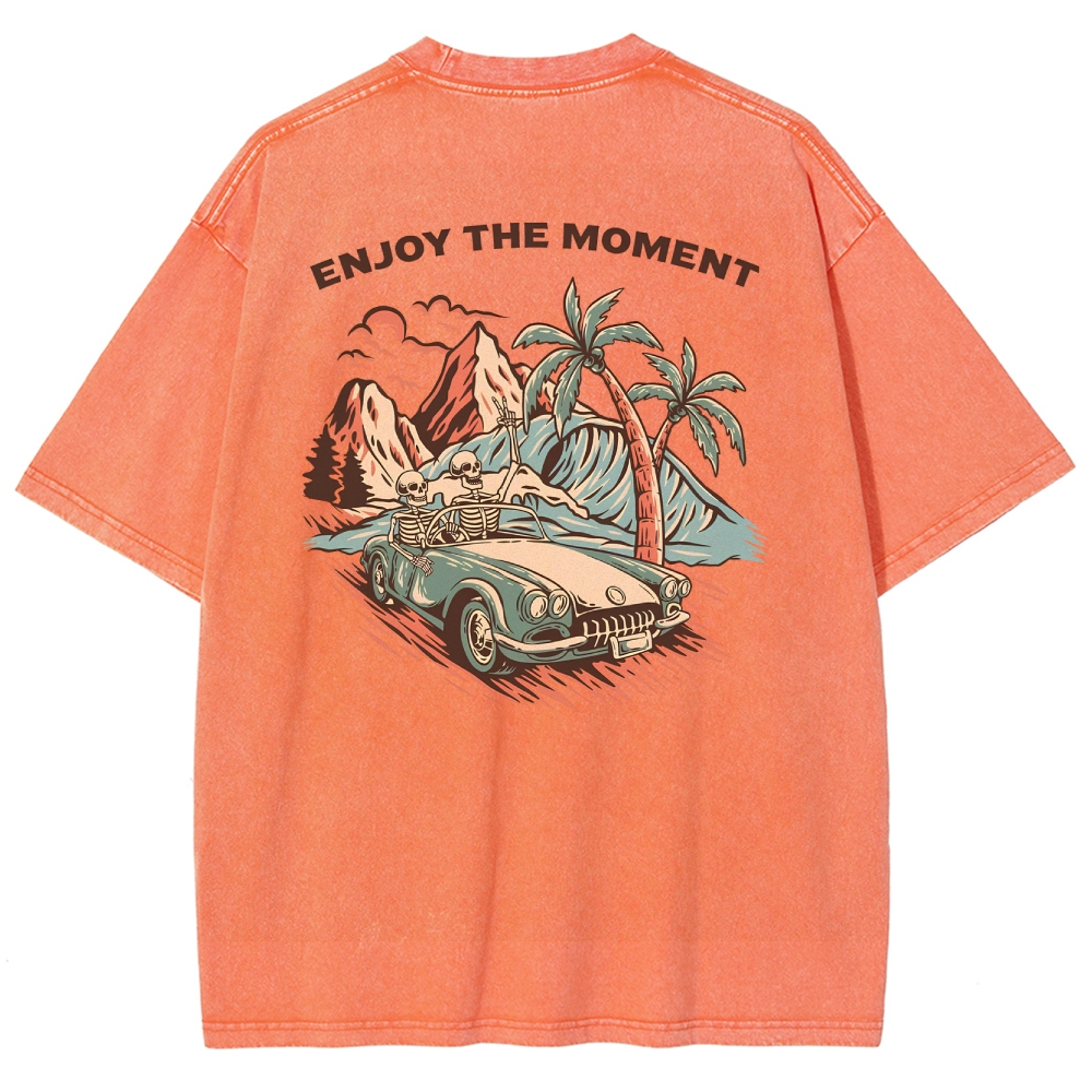 Washed T-Shirt | Adventure Journey Unisex Enjoy The Moment | TIDESENCE