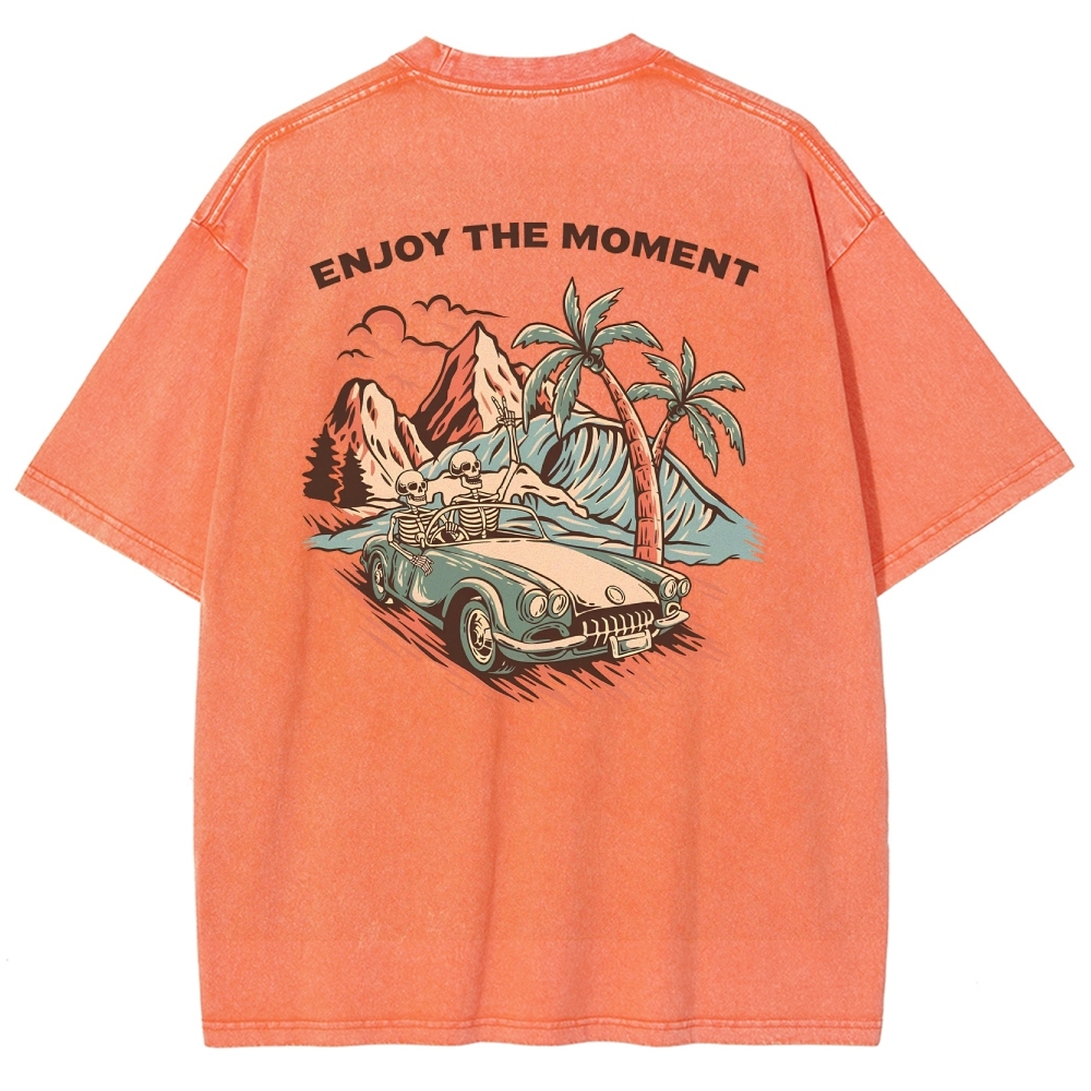 Washed T-Shirt | Adventure Journey Unisex Enjoy The Moment | TIDESENCE