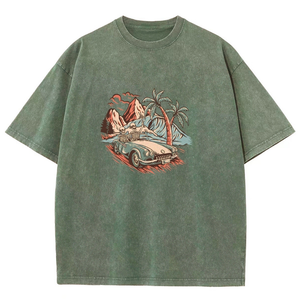 Washed T-Shirt | Adventure Journey Unisex Enjoy The Moment | TIDESENCE