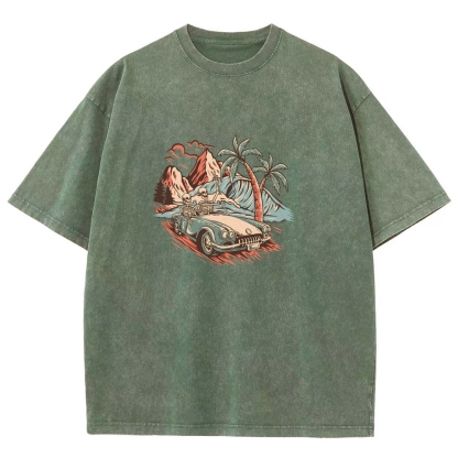 Washed T-Shirt | Adventure Journey Unisex Enjoy The Moment | TIDESENCE