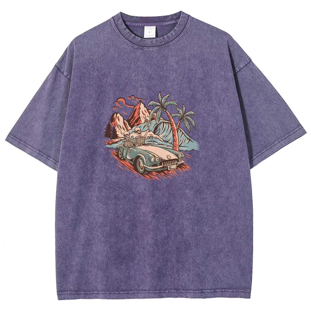 Washed T-Shirt | Adventure Journey Unisex Enjoy The Moment | TIDESENCE