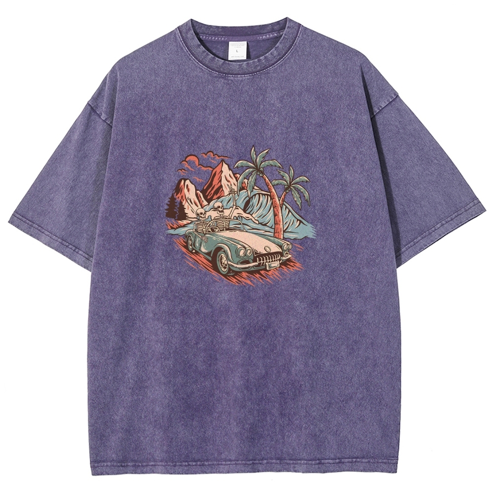 Washed T-Shirt | Adventure Journey Unisex Enjoy The Moment | TIDESENCE