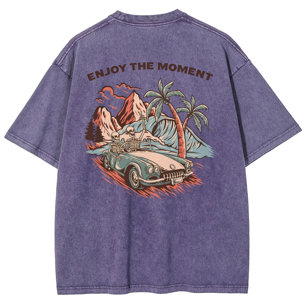 Washed T-Shirt | Adventure Journey Unisex Enjoy The Moment | TIDESENCE