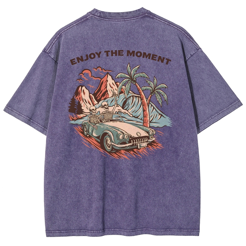 Washed T-Shirt | Adventure Journey Unisex Enjoy The Moment | TIDESENCE