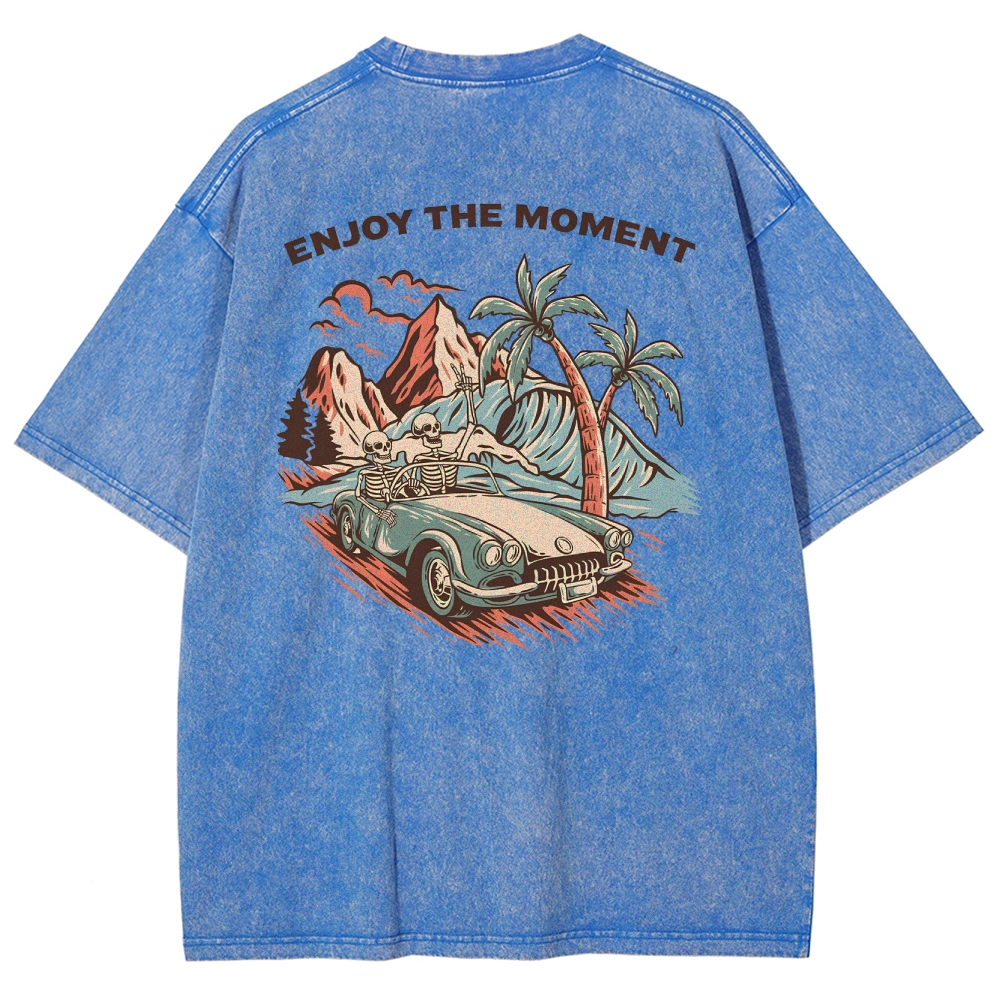 Washed T-Shirt | Adventure Journey Unisex Enjoy The Moment | TIDESENCE