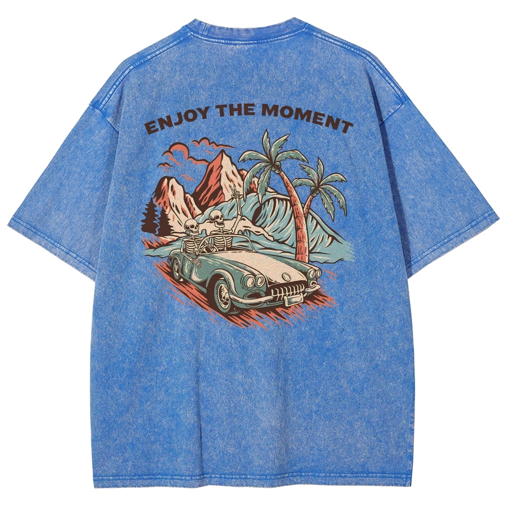 Washed T-Shirt | Adventure Journey Unisex Enjoy The Moment | TIDESENCE
