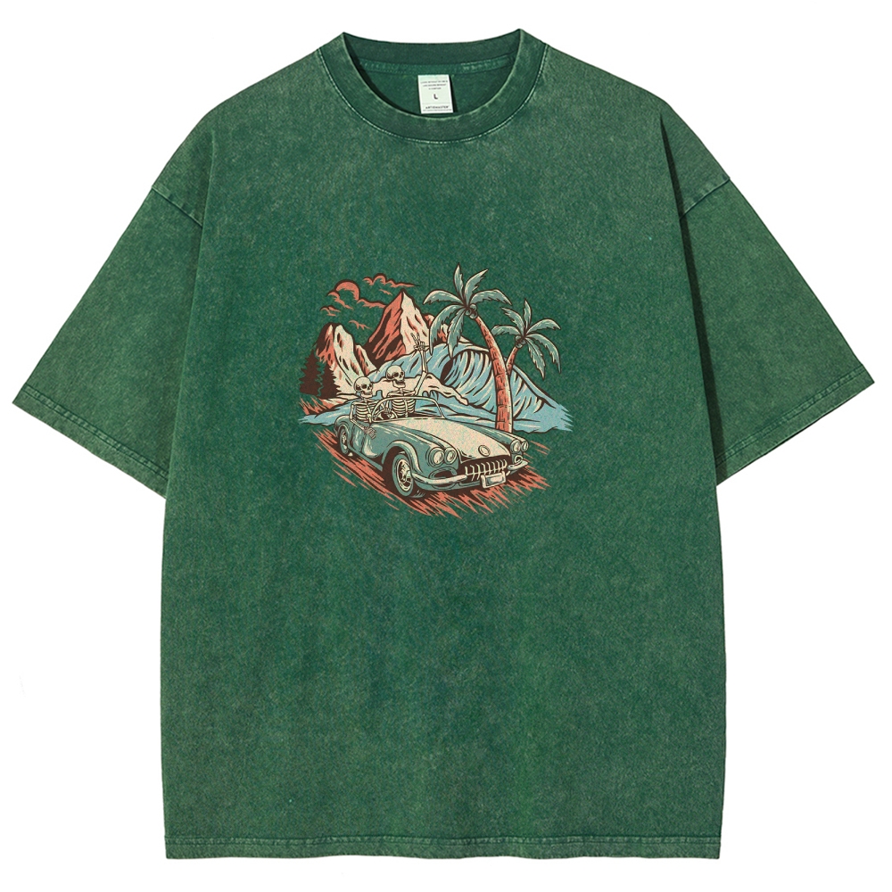 Washed T-Shirt | Adventure Journey Unisex Enjoy The Moment | TIDESENCE