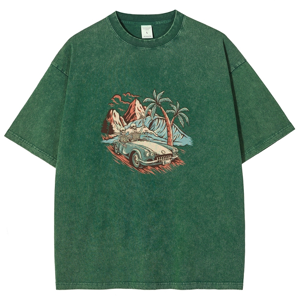 Washed T-Shirt | Adventure Journey Unisex Enjoy The Moment | TIDESENCE