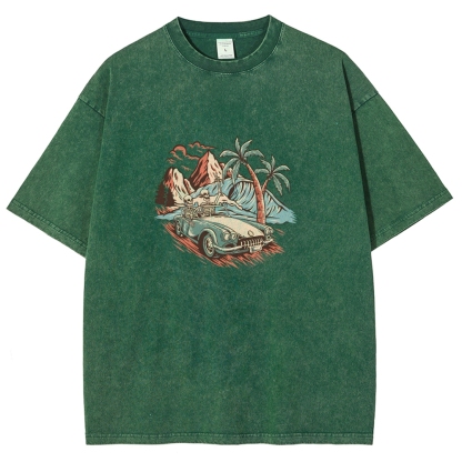Washed T-Shirt | Adventure Journey Unisex Enjoy The Moment | TIDESENCE