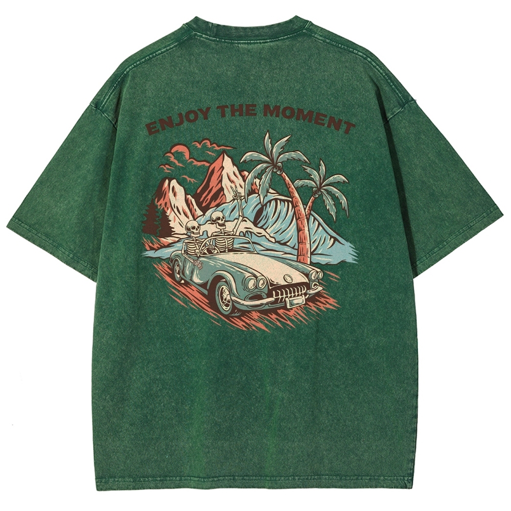 Washed T-Shirt | Adventure Journey Unisex Enjoy The Moment | TIDESENCE