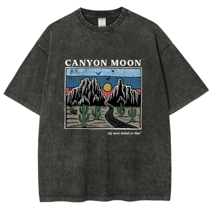 Washed T-Shirt | Landscape Unisex Fit Canyon Moon | TIDESENCE