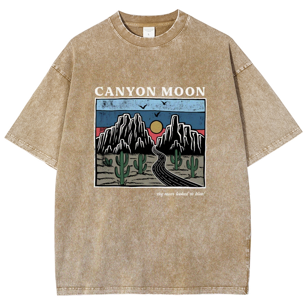 Washed T-Shirt | Landscape Unisex Fit Canyon Moon | TIDESENCE