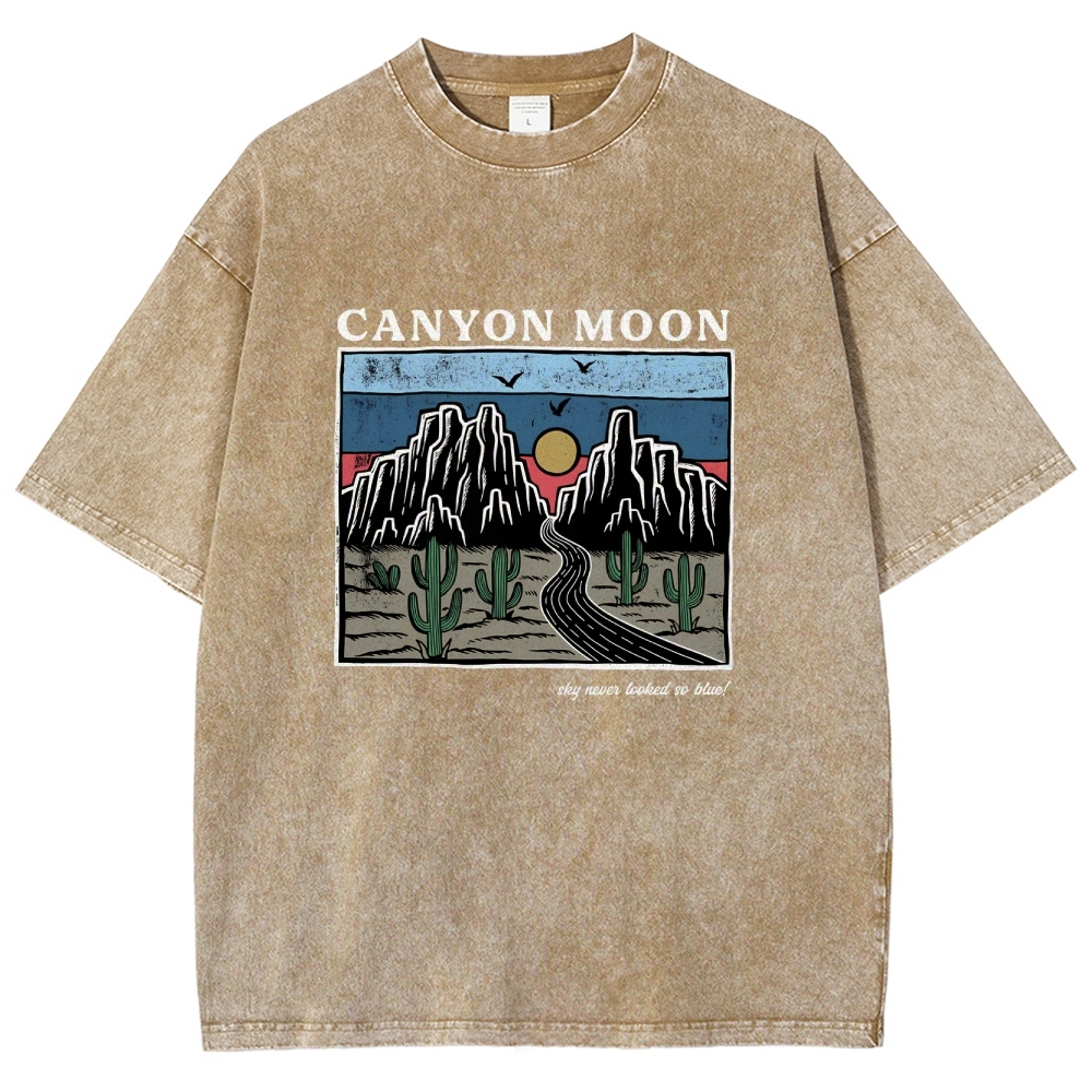 Washed T-Shirt | Landscape Unisex Fit Canyon Moon | TIDESENCE
