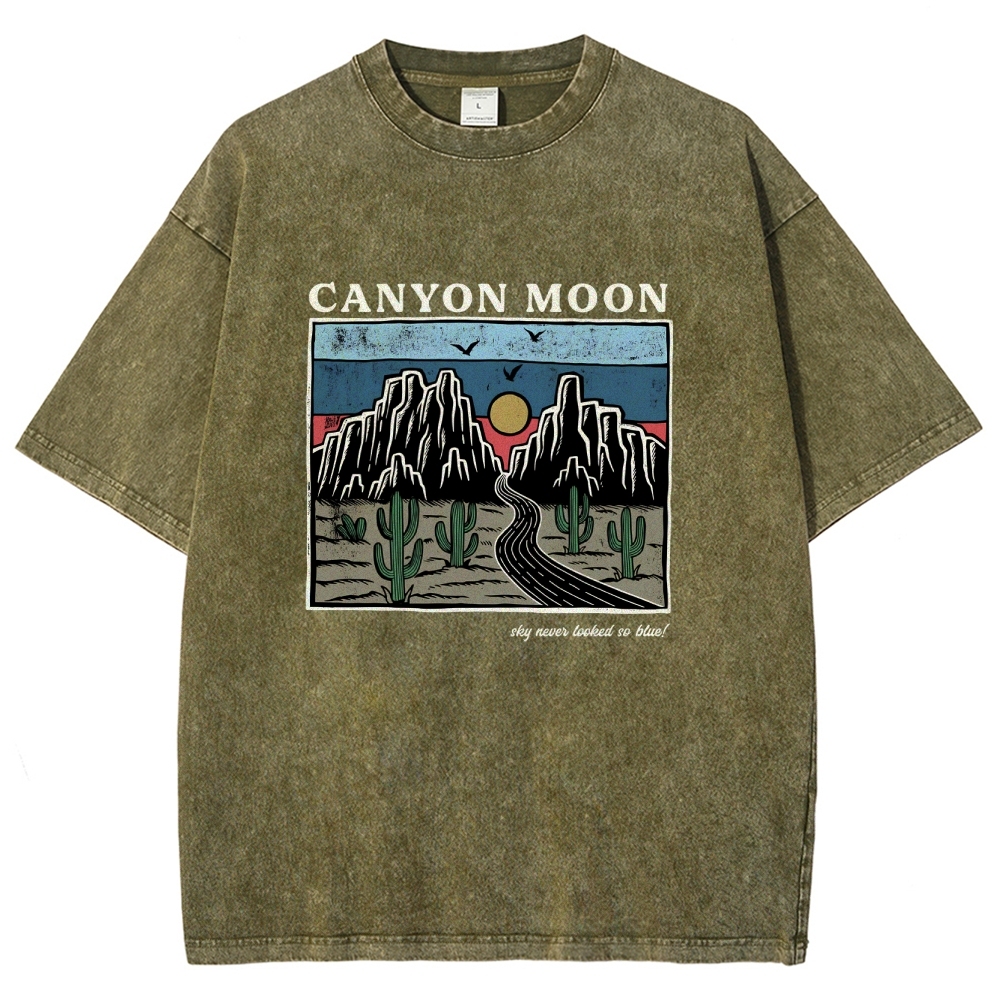 Washed T-Shirt | Landscape Unisex Fit Canyon Moon | TIDESENCE