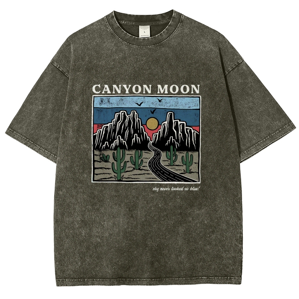 Washed T-Shirt | Landscape Unisex Fit Canyon Moon | TIDESENCE