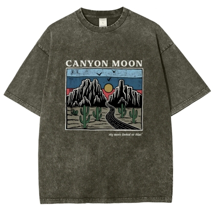 Washed T-Shirt | Landscape Unisex Fit Canyon Moon | TIDESENCE