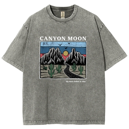 Washed T-Shirt | Landscape Unisex Fit Canyon Moon | TIDESENCE