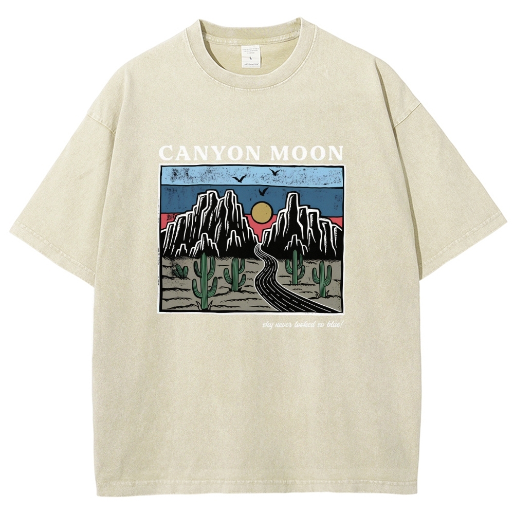 Washed T-Shirt | Landscape Unisex Fit Canyon Moon | TIDESENCE