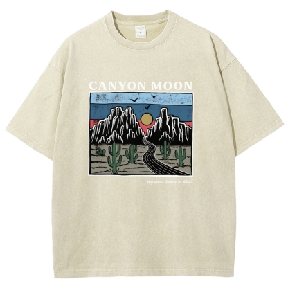Washed T-Shirt | Landscape Unisex Fit Canyon Moon | TIDESENCE