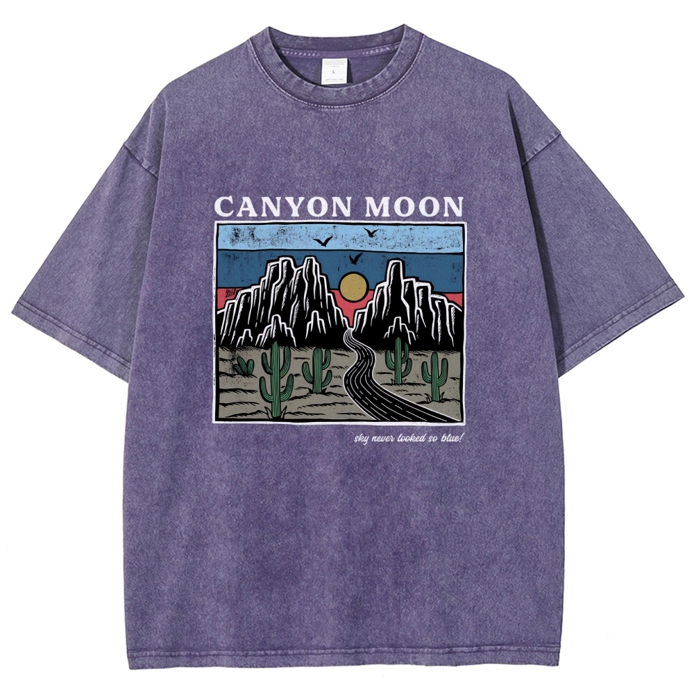 Washed T-Shirt | Landscape Unisex Fit Canyon Moon | TIDESENCE