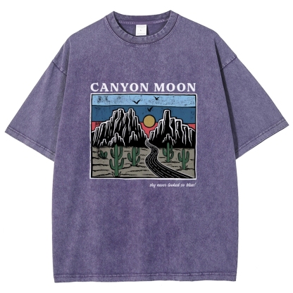 Washed T-Shirt | Landscape Unisex Fit Canyon Moon | TIDESENCE