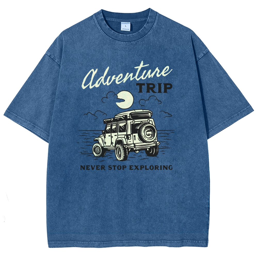 Washed T-Shirt | Adventure Trip Unisex Fit Never Stop Exploring | TIDESENCE