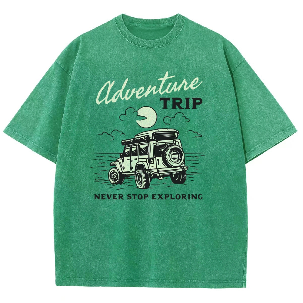 Washed T-Shirt | Adventure Trip Unisex Fit Never Stop Exploring | TIDESENCE