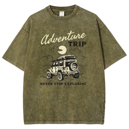 Washed T-Shirt | Adventure Trip Unisex Fit Never Stop Exploring | TIDESENCE