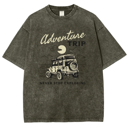 Washed T-Shirt | Adventure Trip Unisex Fit Never Stop Exploring | TIDESENCE