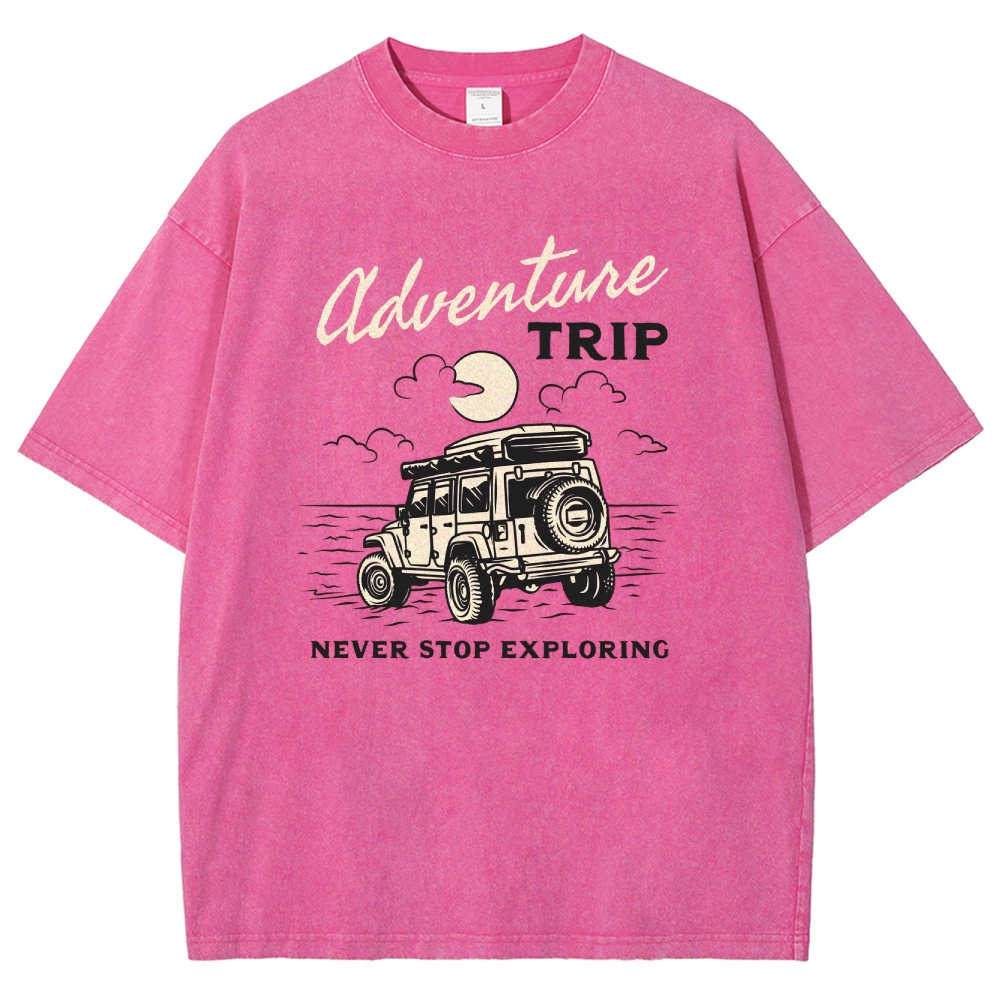 Washed T-Shirt | Adventure Trip Unisex Fit Never Stop Exploring | TIDESENCE