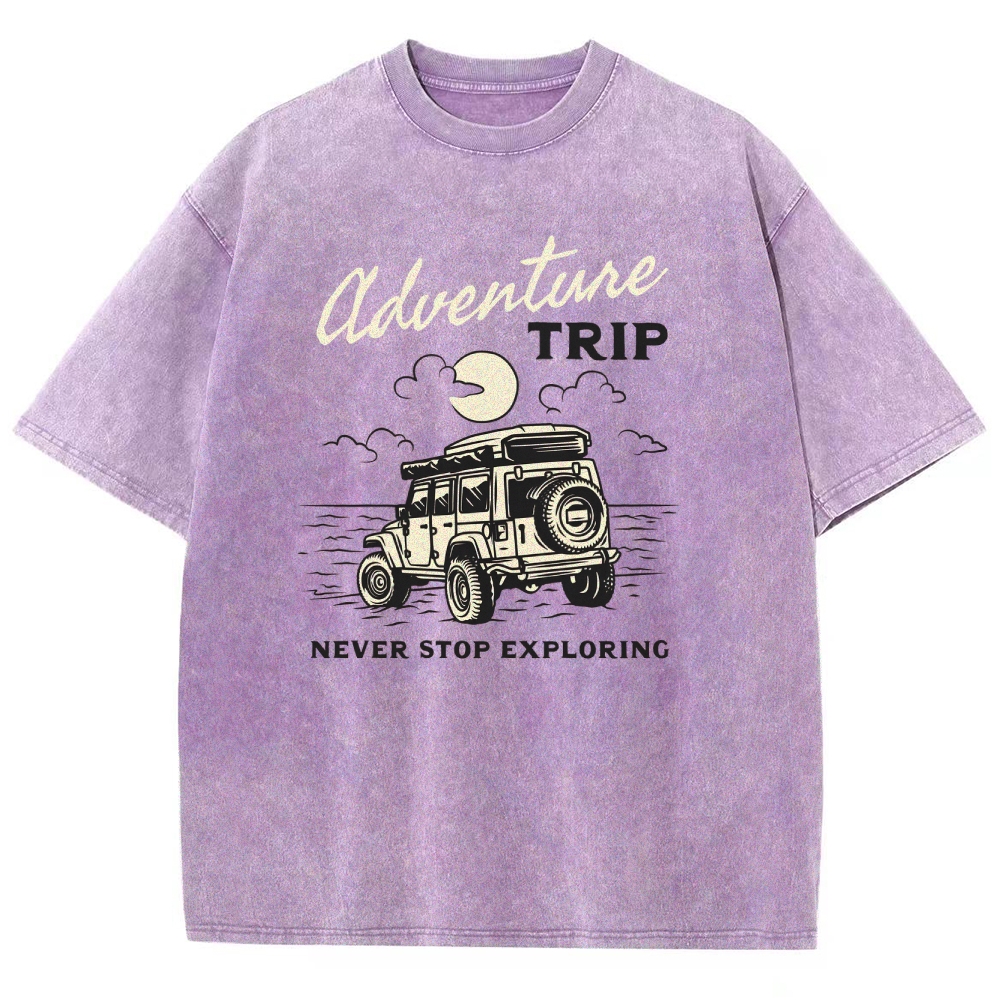 Washed T-Shirt | Adventure Trip Unisex Fit Never Stop Exploring | TIDESENCE