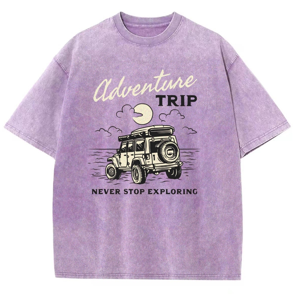 Washed T-Shirt | Adventure Trip Unisex Fit Never Stop Exploring | TIDESENCE
