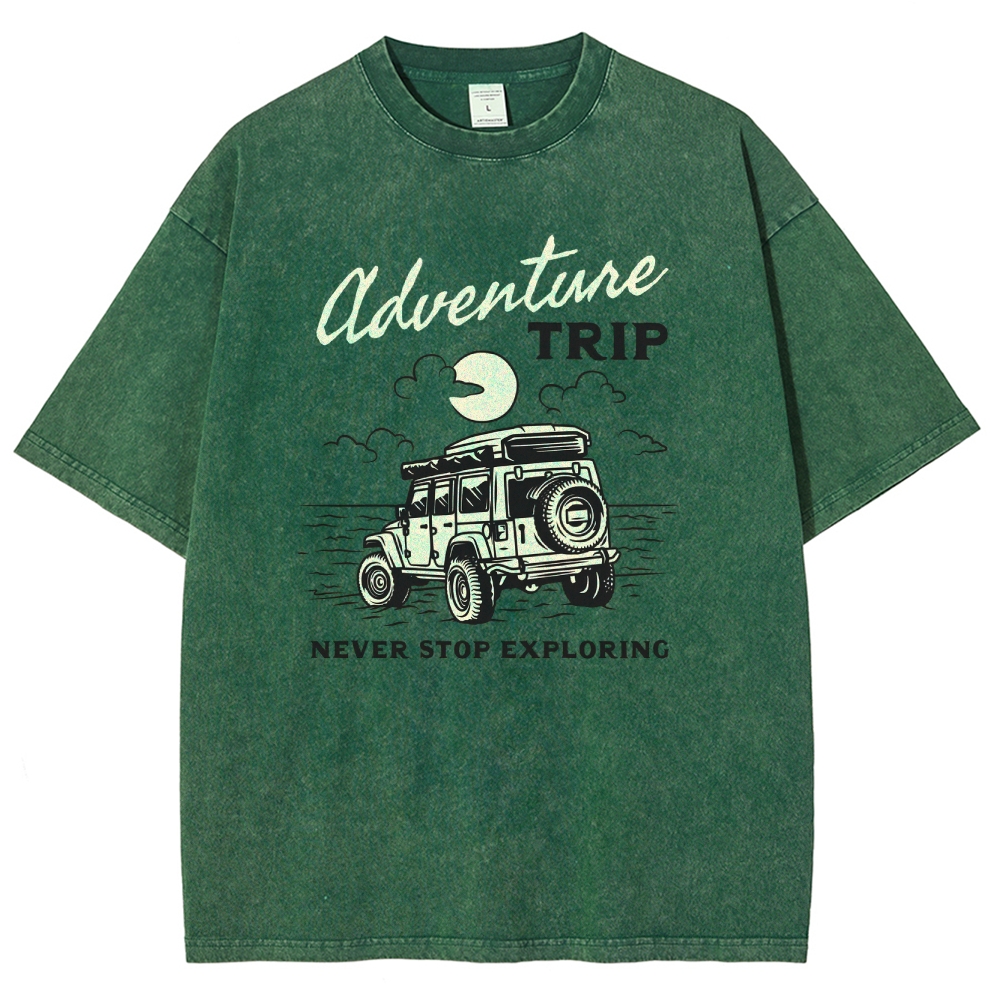 Washed T-Shirt | Adventure Trip Unisex Fit Never Stop Exploring | TIDESENCE