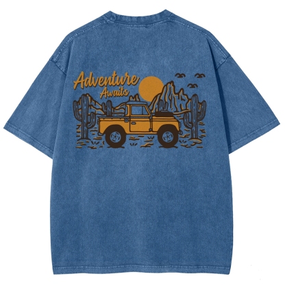 Washed T-Shirt | Adventure Awaits Journey Unisex Fit | TIDESENCE