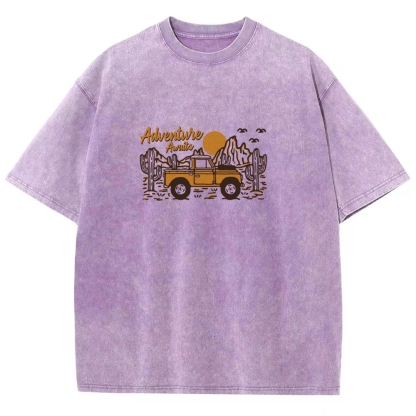 Washed T-Shirt | Adventure Awaits Journey Unisex Fit | TIDESENCE