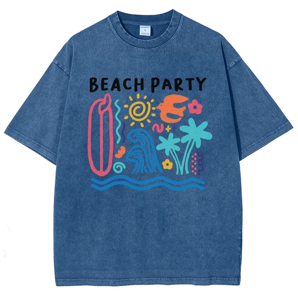 Washed T-Shirt | Surf Unisex Fit Beach Party | TIDESENCE