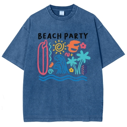 Washed T-Shirt | Surf Unisex Fit Beach Party | TIDESENCE
