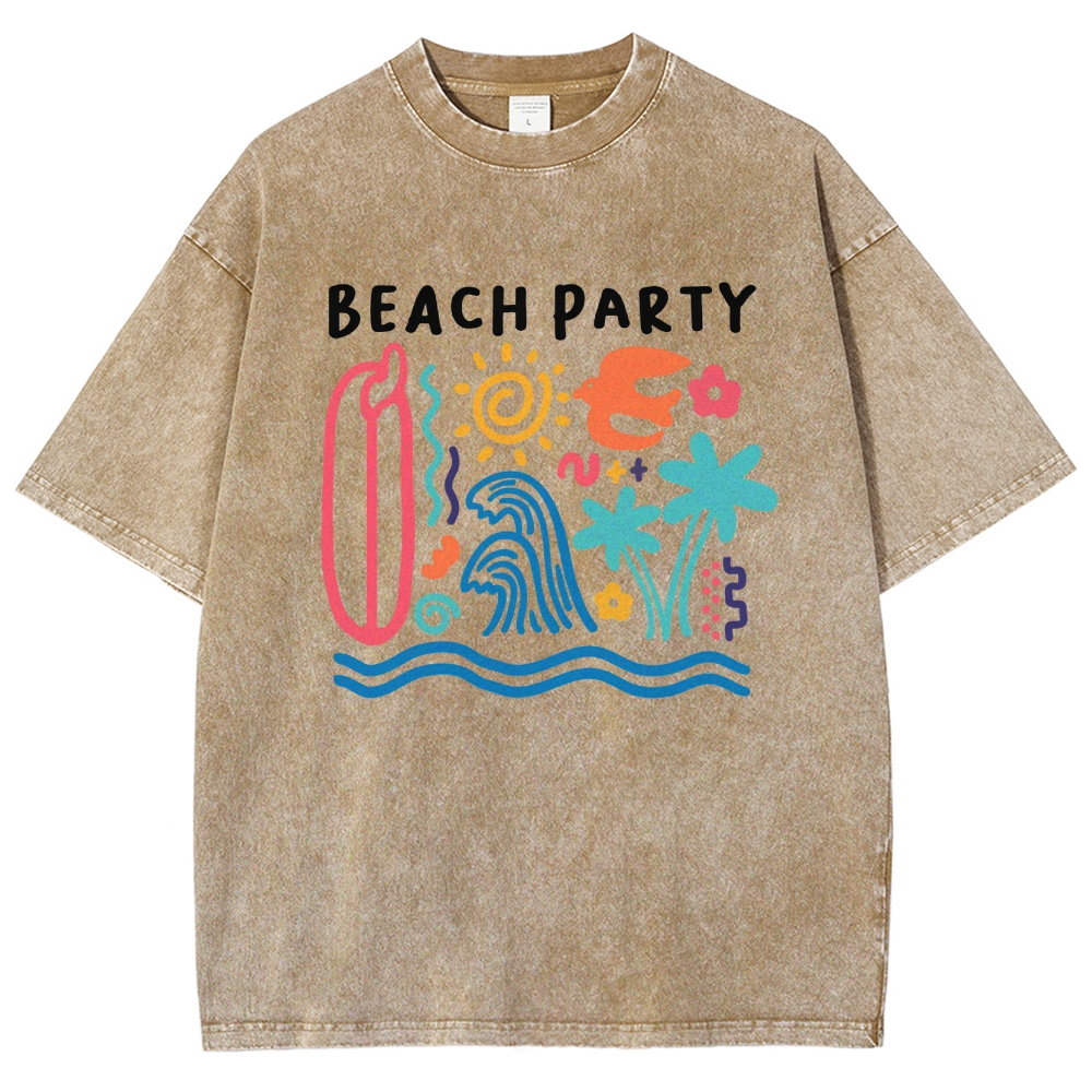 Washed T-Shirt | Surf Unisex Fit Beach Party | TIDESENCE