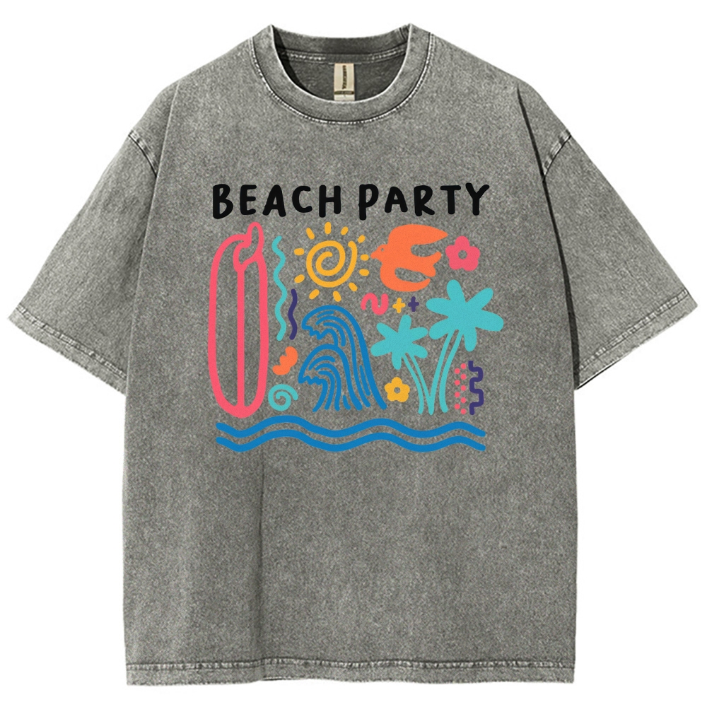 Washed T-Shirt | Surf Unisex Fit Beach Party | TIDESENCE