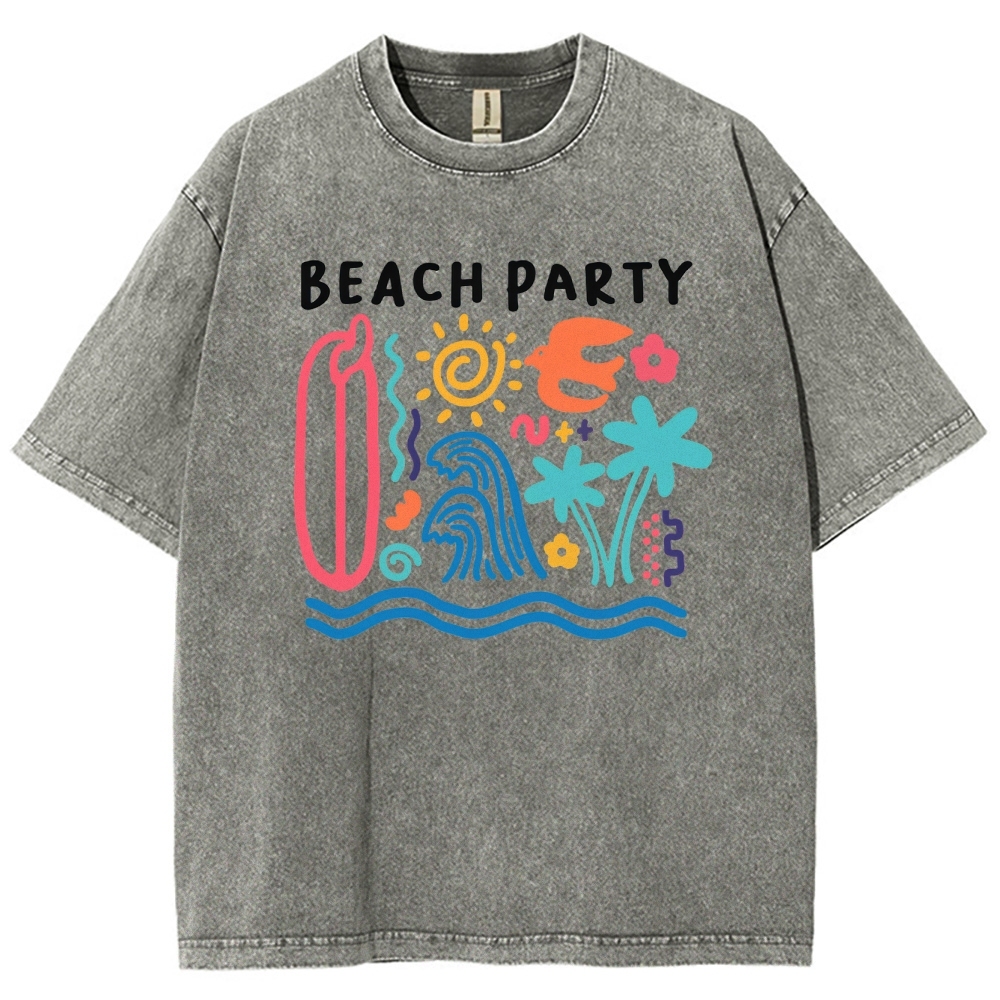 Washed T-Shirt | Surf Unisex Fit Beach Party | TIDESENCE
