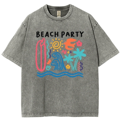 Washed T-Shirt | Surf Unisex Fit Beach Party | TIDESENCE