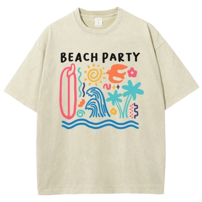 Washed T-Shirt | Surf Unisex Fit Beach Party | TIDESENCE
