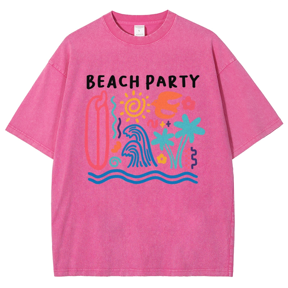 Washed T-Shirt | Surf Unisex Fit Beach Party | TIDESENCE