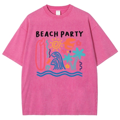 Washed T-Shirt | Surf Unisex Fit Beach Party | TIDESENCE