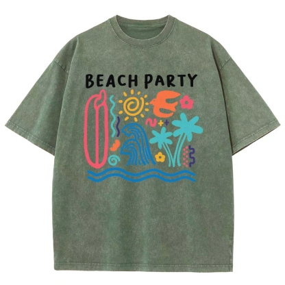 Washed T-Shirt | Surf Unisex Fit Beach Party | TIDESENCE