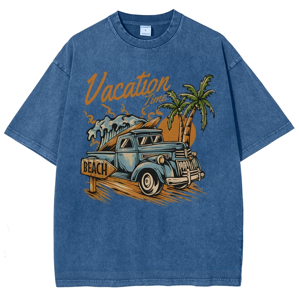 Washed T-Shirt | Surf Summer Vacation Time Beach Unisex Fit | TIDESENCE