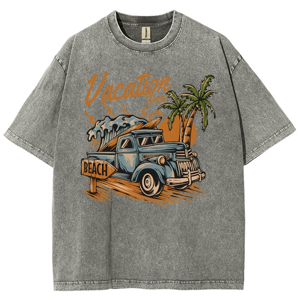 Washed T-Shirt | Surf Summer Vacation Time Beach Unisex Fit | TIDESENCE