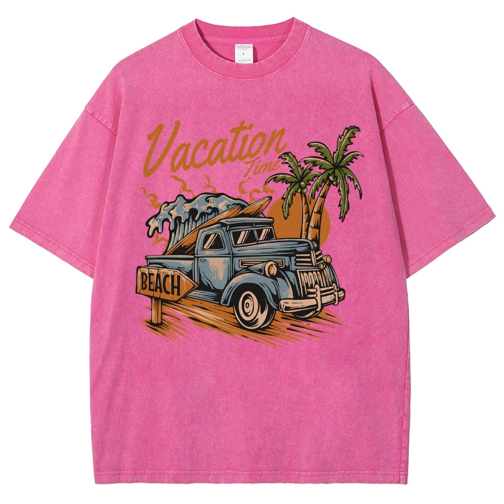 Washed T-Shirt | Surf Summer Vacation Time Beach Unisex Fit | TIDESENCE
